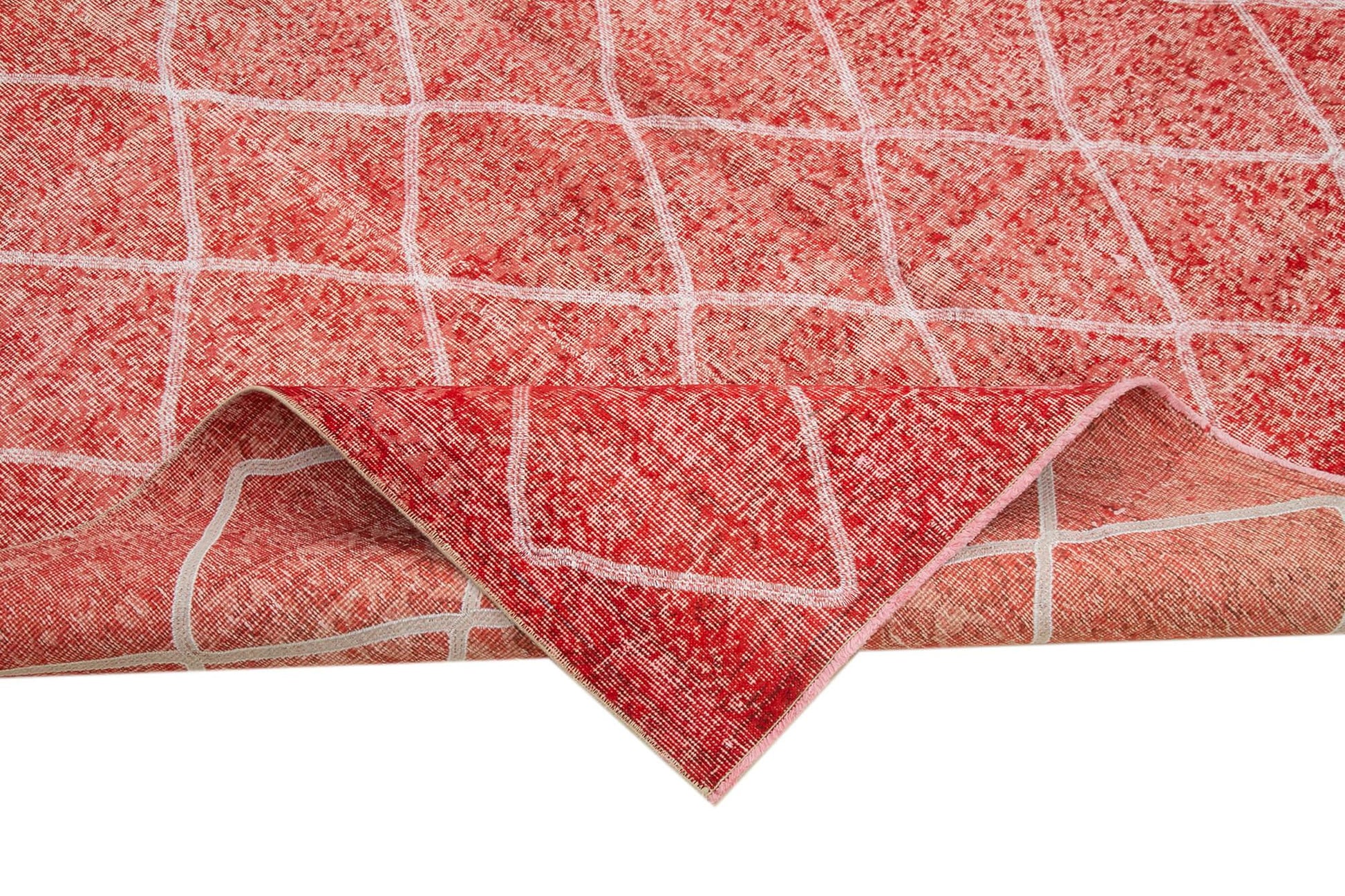 Geometric Carpet Kırmızı Geometrik Pamuk Yün El Dokuma Halısı 200x301 Agacan