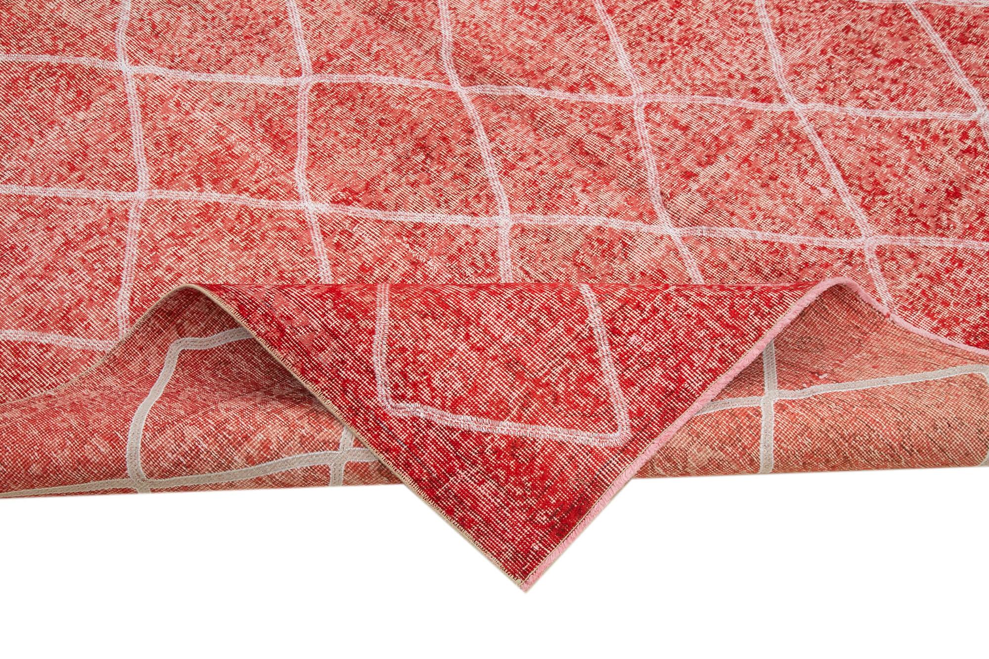 Geometric Carpet Kırmızı Geometrik Pamuk Yün El Dokuma Halısı 200x301 Agacan