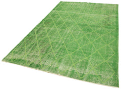 Geometric Carpet Yeşil Geometrik Pamuk Yün El Dokuma Halısı 175x288 Agacan