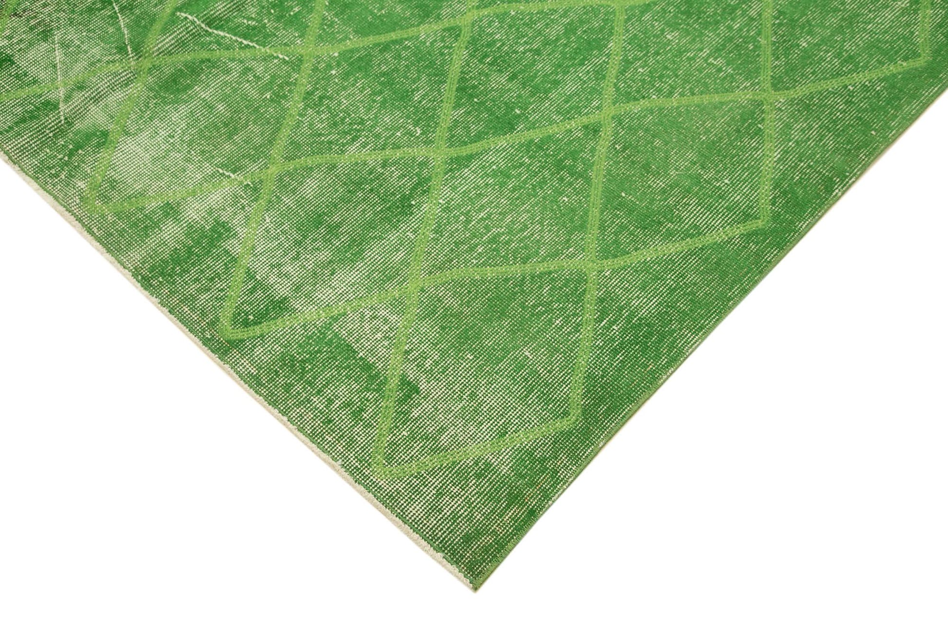 Geometric Carpet Yeşil Geometrik Pamuk Yün El Dokuma Halısı 175x288 Agacan