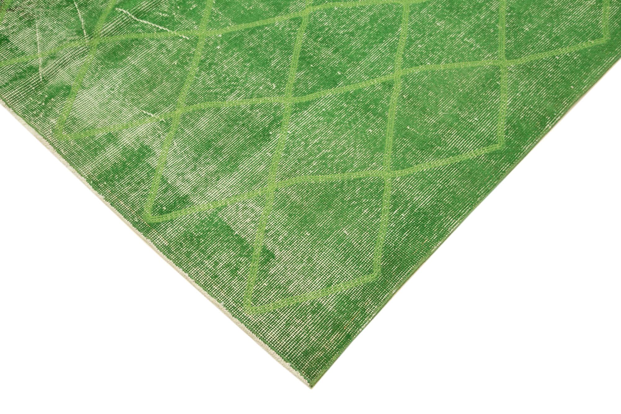 Geometric Carpet Yeşil Geometrik Pamuk Yün El Dokuma Halısı 175x288 Agacan
