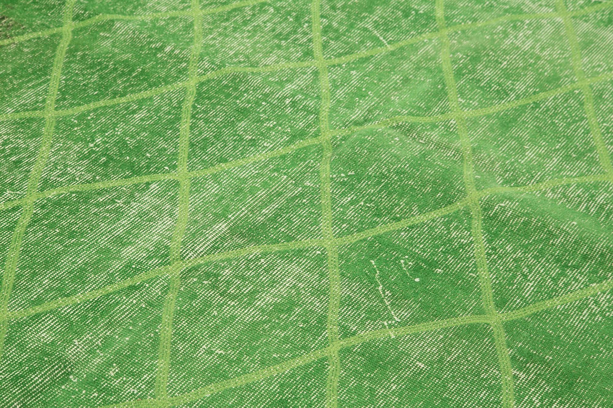 Geometric Carpet Yeşil Geometrik Pamuk Yün El Dokuma Halısı 175x288 Agacan