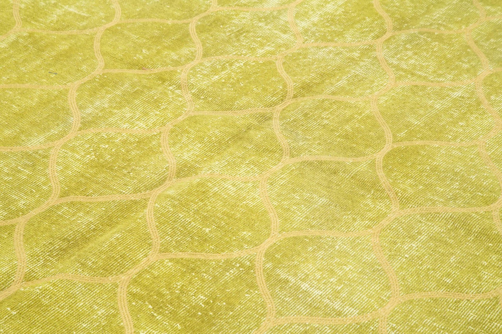 Geometric Carpet Sarı Geometrik Pamuk Yün El Dokuma Halısı 214x300 Agacan
