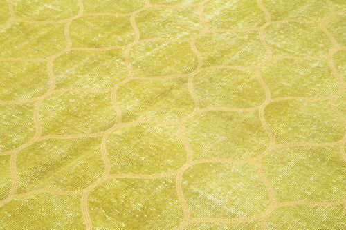 Geometric Carpet Sarı Geometrik Pamuk Yün El Dokuma Halısı 214x300 Agacan