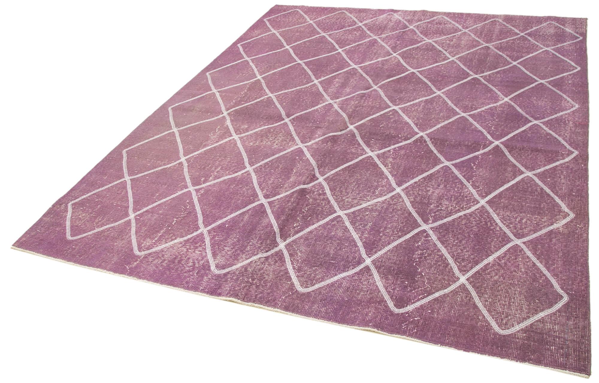 Geometric Carpet Mor Geometrik Pamuk Yün El Dokuma Halısı 200x258 Agacan