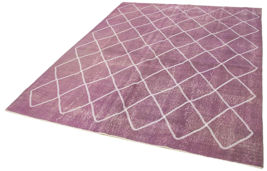 Geometric Carpet Mor Geometrik Pamuk Yün El Dokuma Halısı 200x258 Agacan