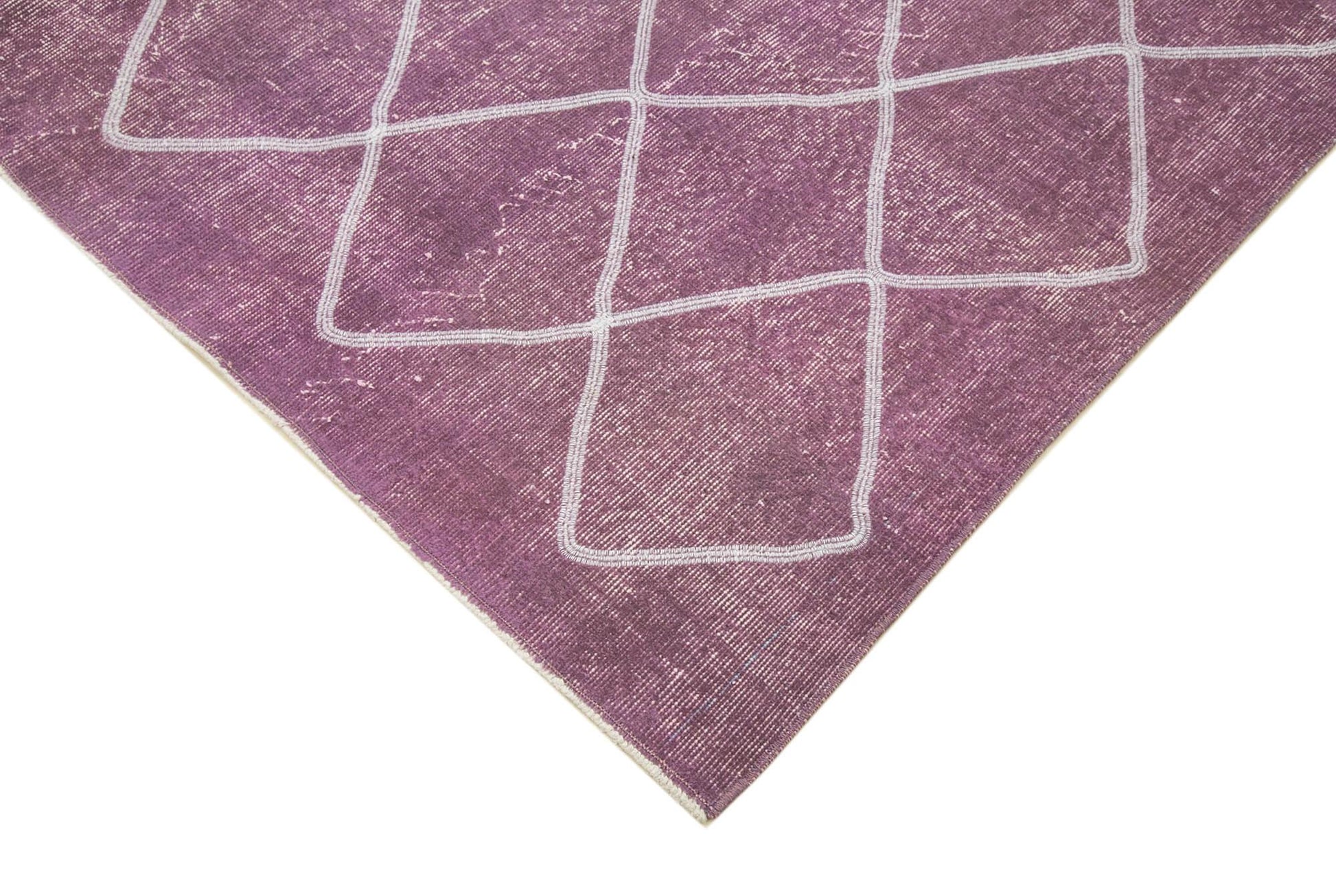 Geometric Carpet Mor Geometrik Pamuk Yün El Dokuma Halısı 200x258 Agacan