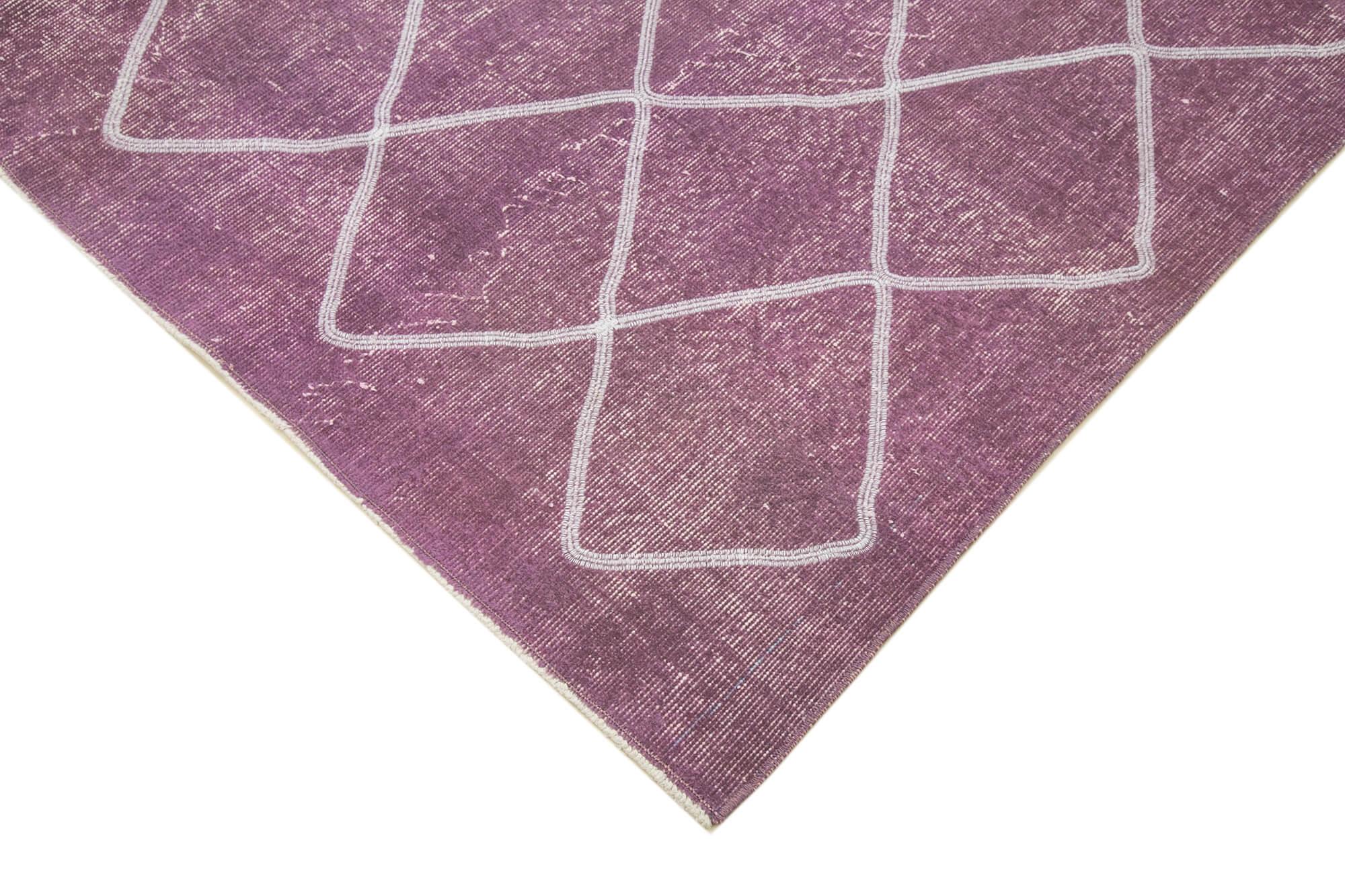 Geometric Carpet Mor Geometrik Pamuk Yün El Dokuma Halısı 200x258 Agacan