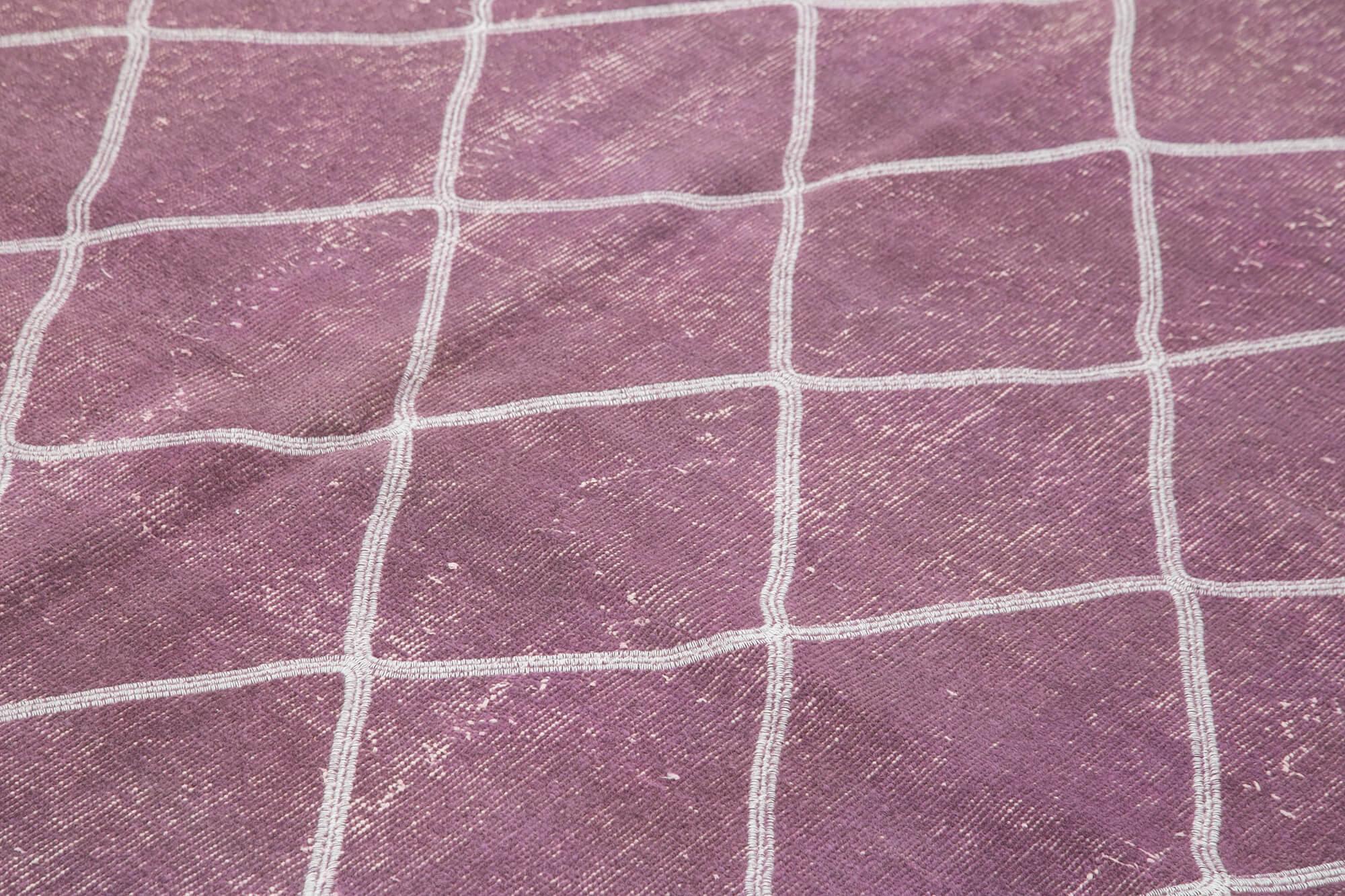 Geometric Carpet Mor Geometrik Pamuk Yün El Dokuma Halısı 200x258 Agacan
