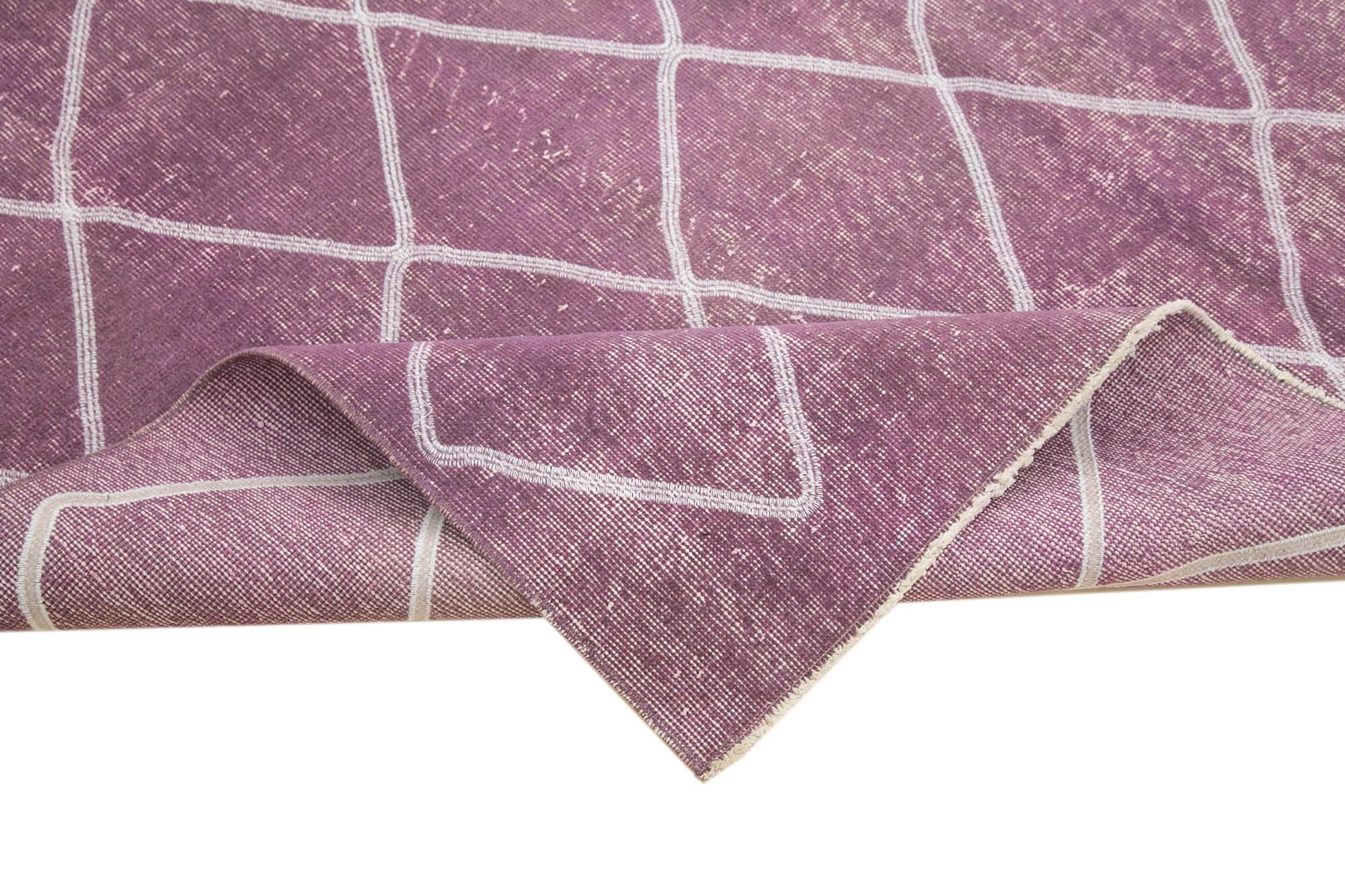 Geometric Carpet Mor Geometrik Pamuk Yün El Dokuma Halısı 200x258 Agacan