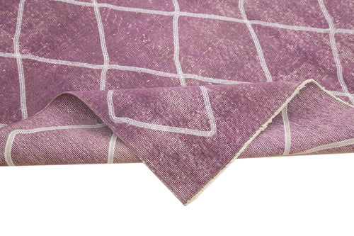 Geometric Carpet Mor Geometrik Pamuk Yün El Dokuma Halısı 200x258 Agacan