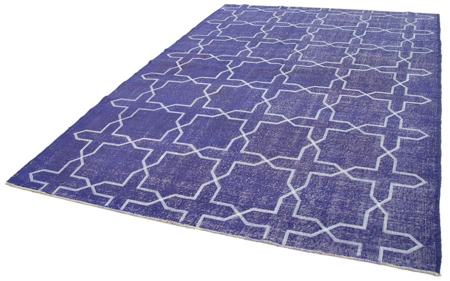 Geometric Carpet Mor Geometrik Pamuk Yün El Dokuma Halısı 212x306 Agacan