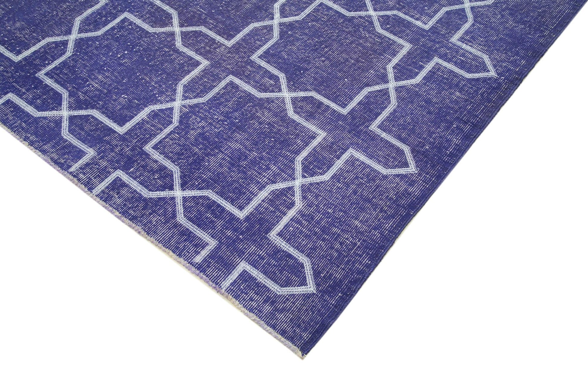 Geometric Carpet Mor Geometrik Pamuk Yün El Dokuma Halısı 212x306 Agacan