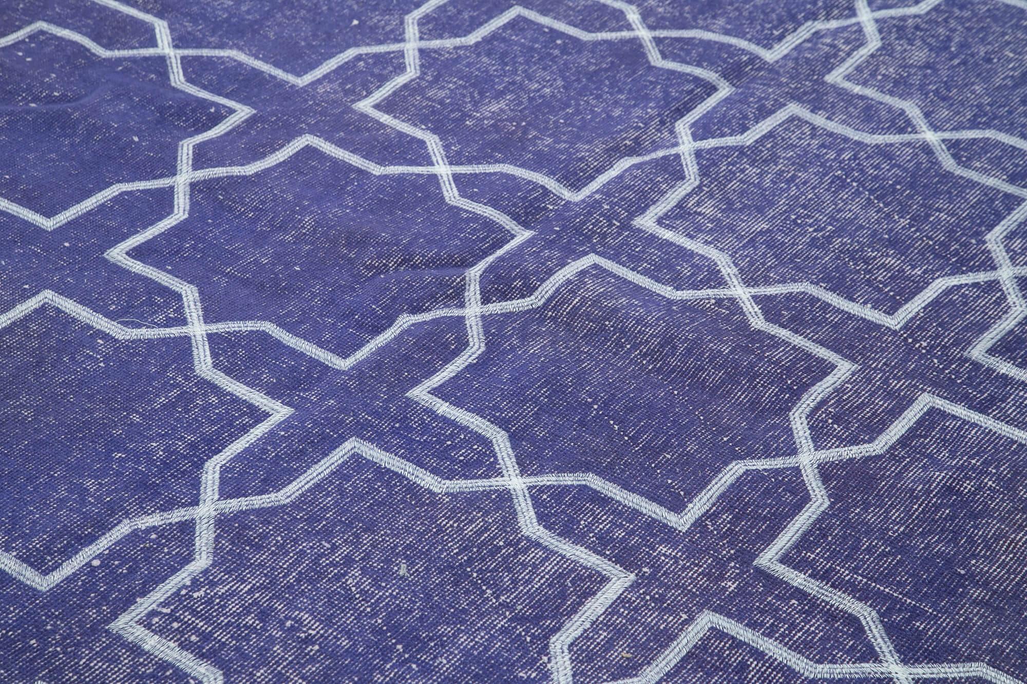 Geometric Carpet Mor Geometrik Pamuk Yün El Dokuma Halısı 212x306 Agacan