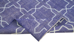 Geometric Carpet Mor Geometrik Pamuk Yün El Dokuma Halısı 212x306 Agacan