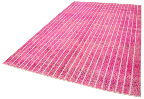 Geometric Carpet Pembe Geometrik Pamuk Yün El Dokuma Halısı 195x308 Agacan