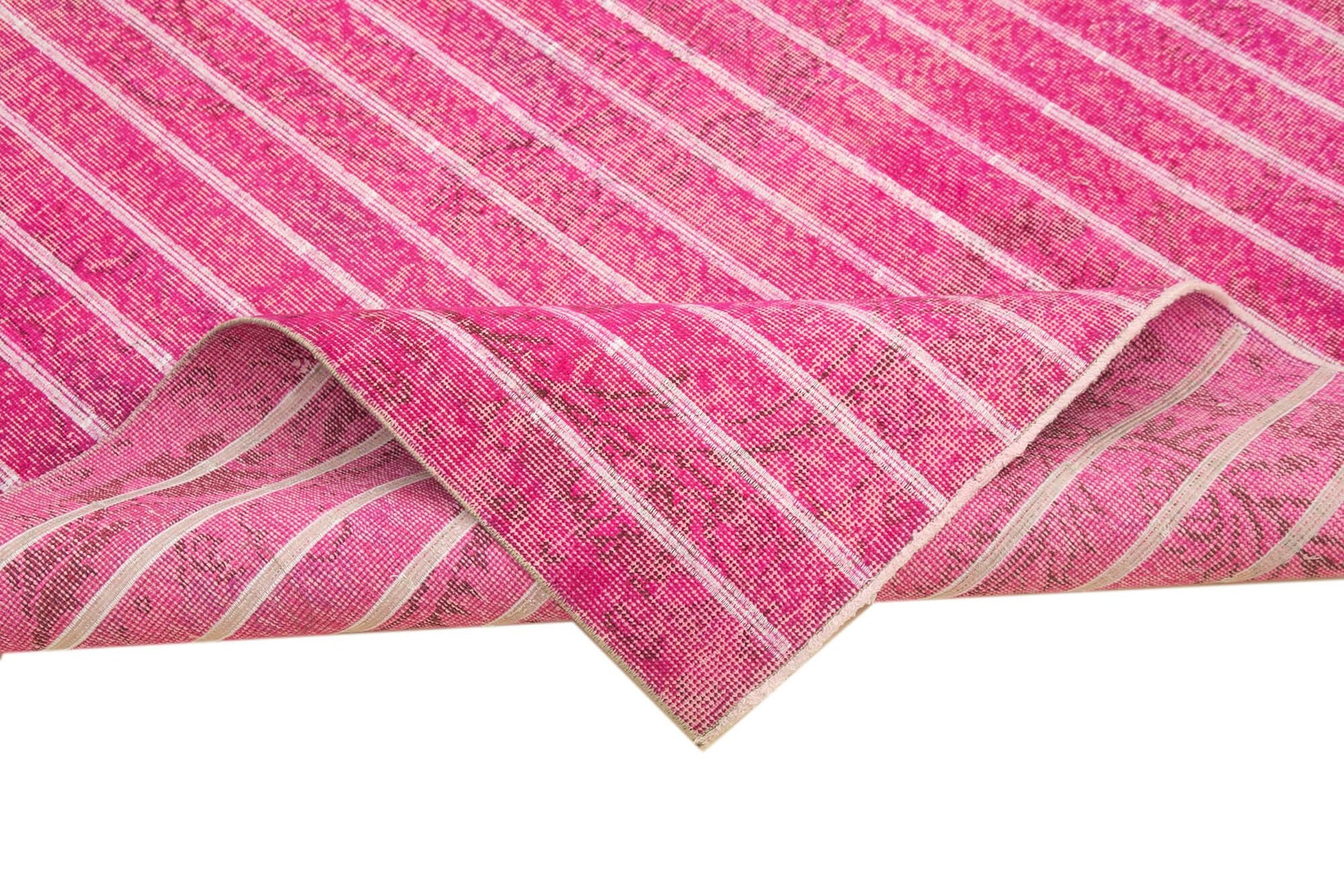 Geometric Carpet Pembe Geometrik Pamuk Yün El Dokuma Halısı 195x308 Agacan