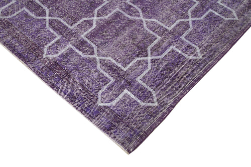 Geometric Carpet Mor Geometrik Pamuk Yün El Dokuma Halısı 221x299 Agacan