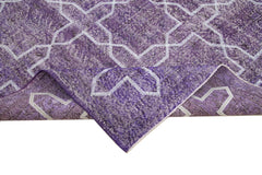 Geometric Carpet Mor Geometrik Pamuk Yün El Dokuma Halısı 221x299 Agacan