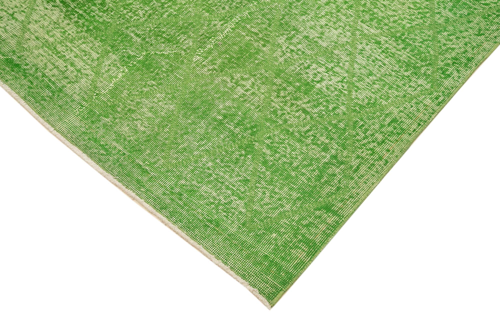 Geometric Carpet Yeşil Geometrik Pamuk Yün El Dokuma Halısı 196x298 Agacan