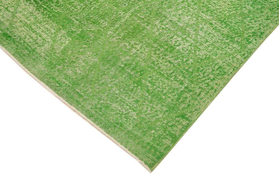 Green & Cream Abstract Vintage Turkish Rug 196x298 cm (6'5" x 9'9") – in the living room