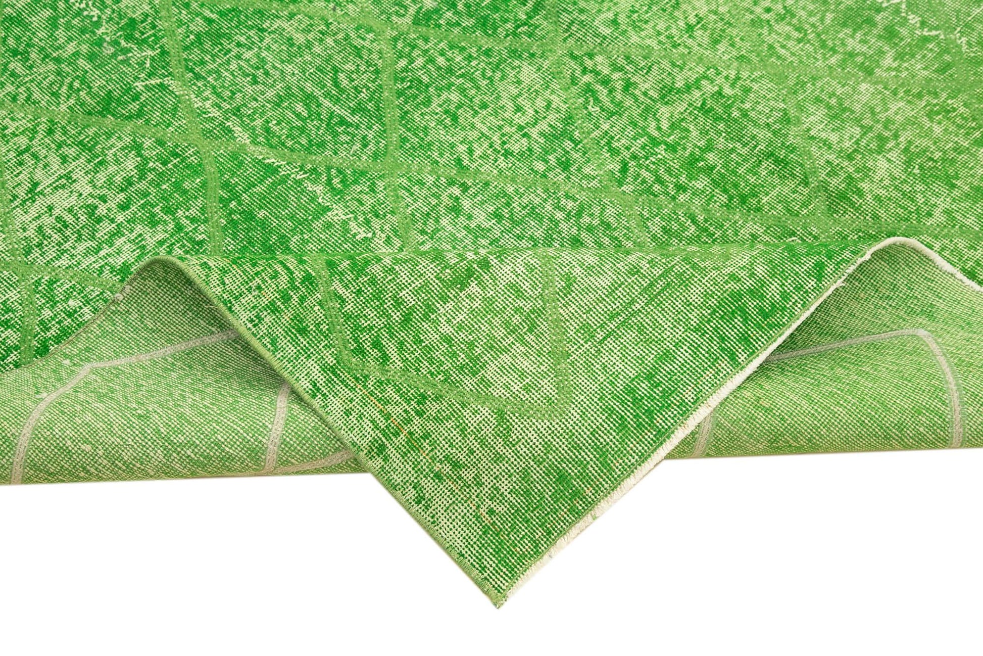 Geometric Carpet Yeşil Geometrik Pamuk Yün El Dokuma Halısı 196x298 Agacan
