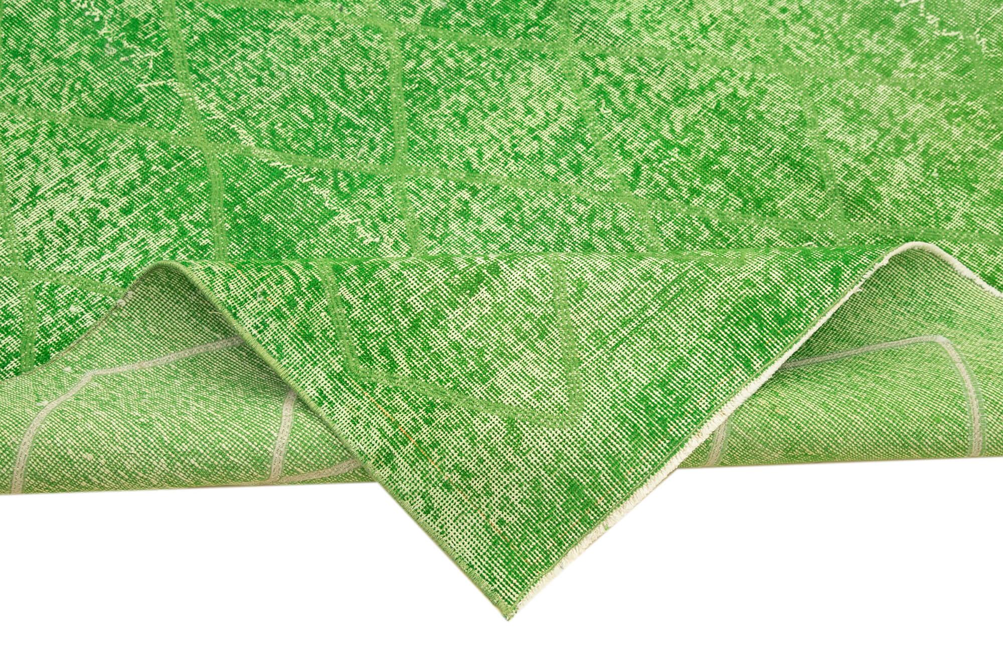 Geometric Carpet Yeşil Geometrik Pamuk Yün El Dokuma Halısı 196x298 Agacan