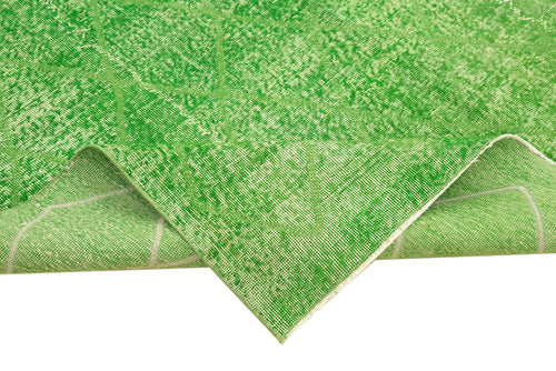 Geometric Carpet Yeşil Geometrik Pamuk Yün El Dokuma Halısı 196x298 Agacan