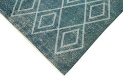 Geometric Carpet Mavi Geometrik Pamuk Yün El Dokuma Halısı 148x248 Agacan