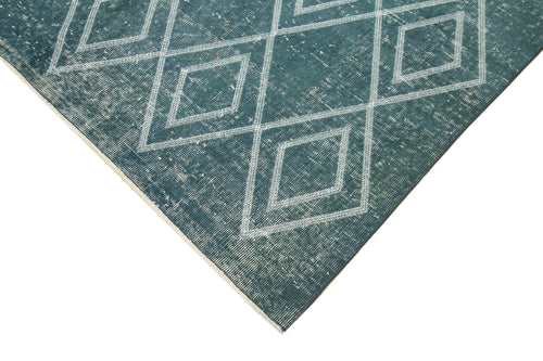 Geometric Carpet Mavi Geometrik Pamuk Yün El Dokuma Halısı 148x248 Agacan