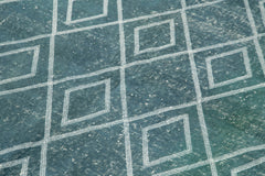 Geometric Carpet Mavi Geometrik Pamuk Yün El Dokuma Halısı 148x248 Agacan