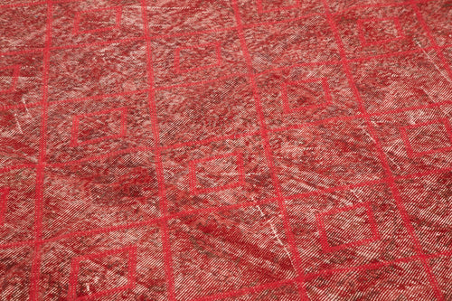 Geometric Carpet Kırmızı Geometrik Pamuk Yün El Dokuma Halısı 206x338 Agacan