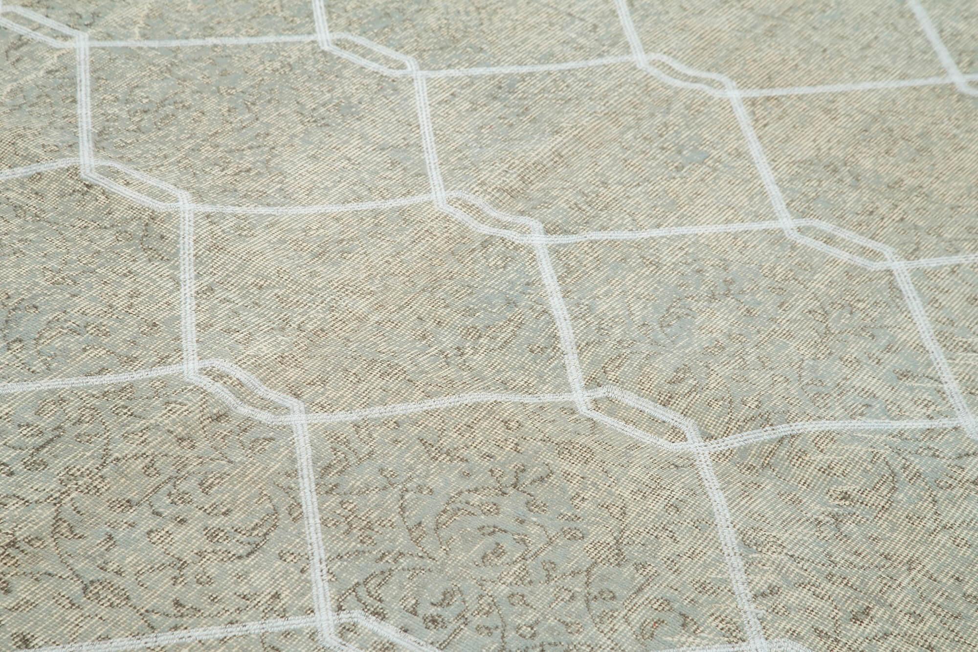 Geometric Carpet Gri Geometrik Pamuk Yün El Dokuma Halısı 204x295 Agacan