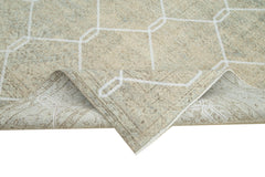 Geometric Carpet Gri Geometrik Pamuk Yün El Dokuma Halısı 204x295 Agacan