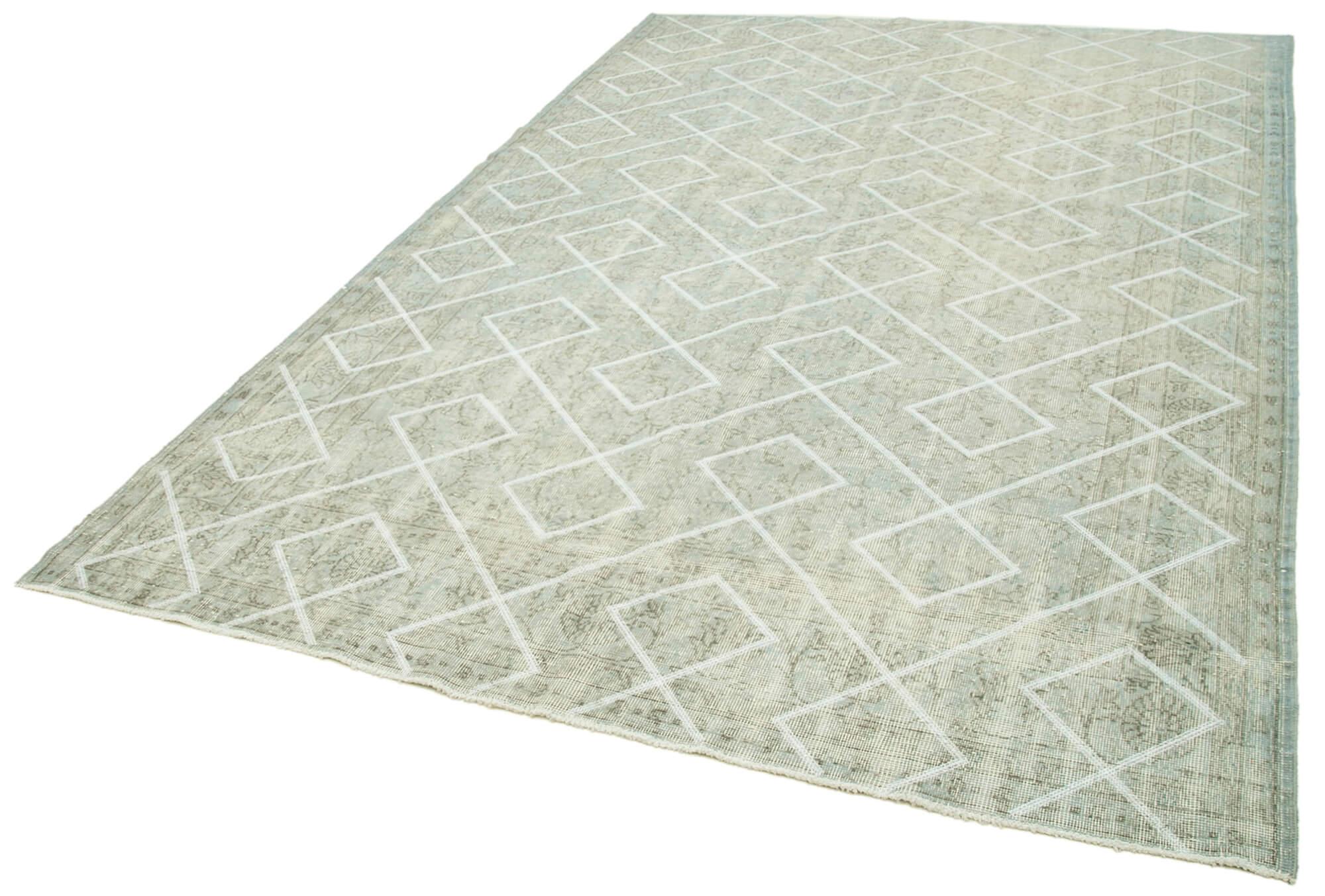 Geometric Carpet Gri Geometrik Pamuk Yün El Dokuma Halısı 207x315 Agacan
