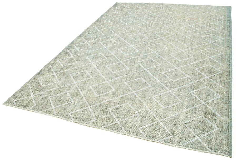 Geometric Carpet Gri Geometrik Pamuk Yün El Dokuma Halısı 207x315 Agacan