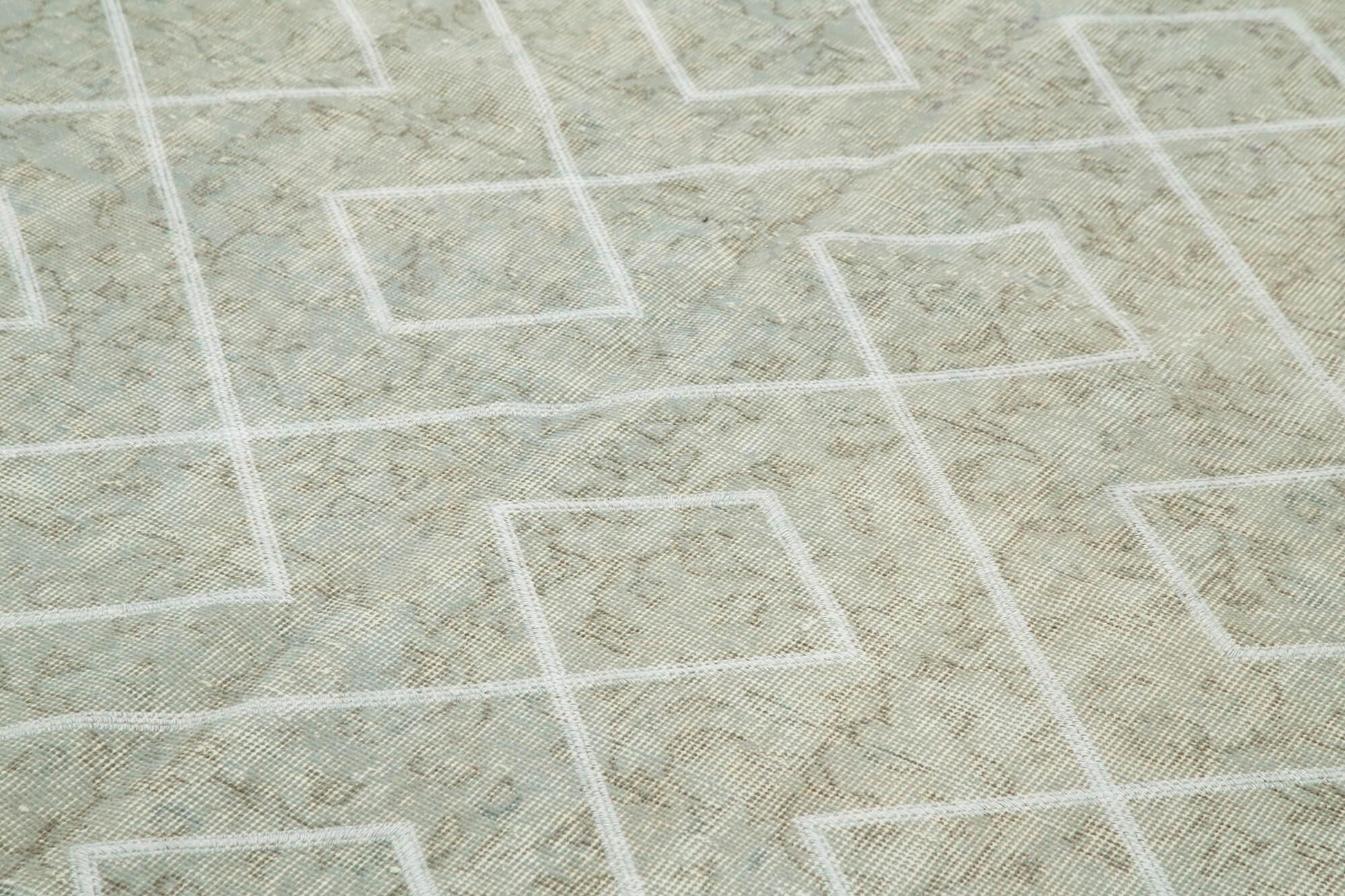 Geometric Carpet Gri Geometrik Pamuk Yün El Dokuma Halısı 207x315 Agacan
