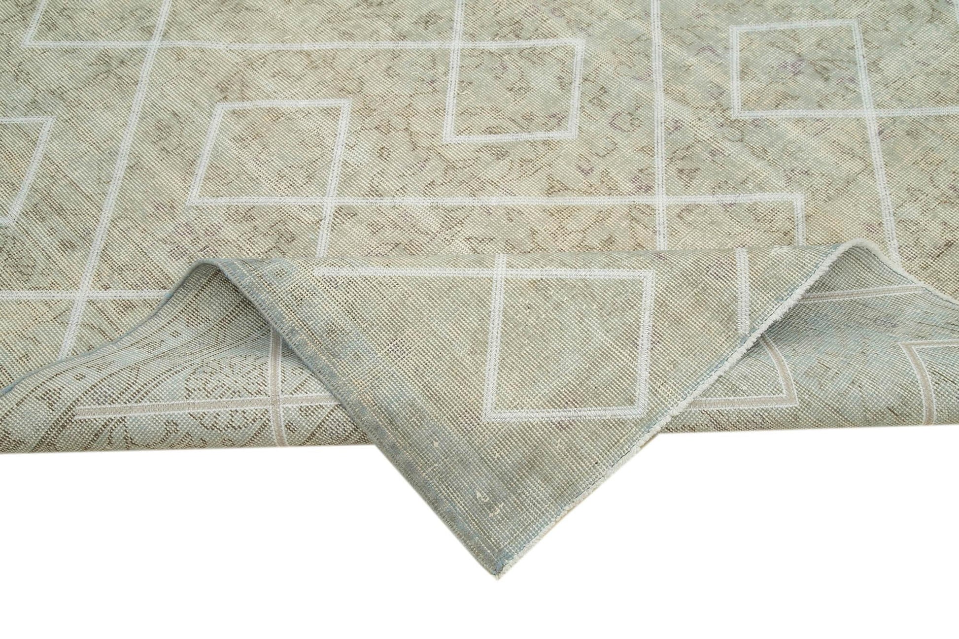 Geometric Carpet Gri Geometrik Pamuk Yün El Dokuma Halısı 207x315 Agacan