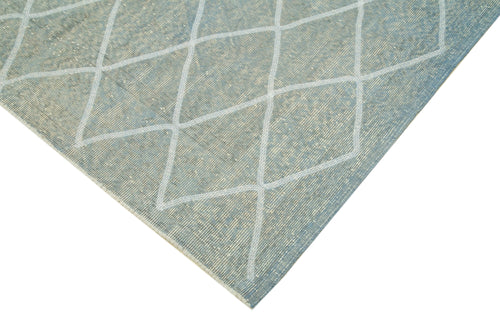 Geometric Carpet Mavi Geometrik Pamuk Yün El Dokuma Halısı 162x263 Agacan