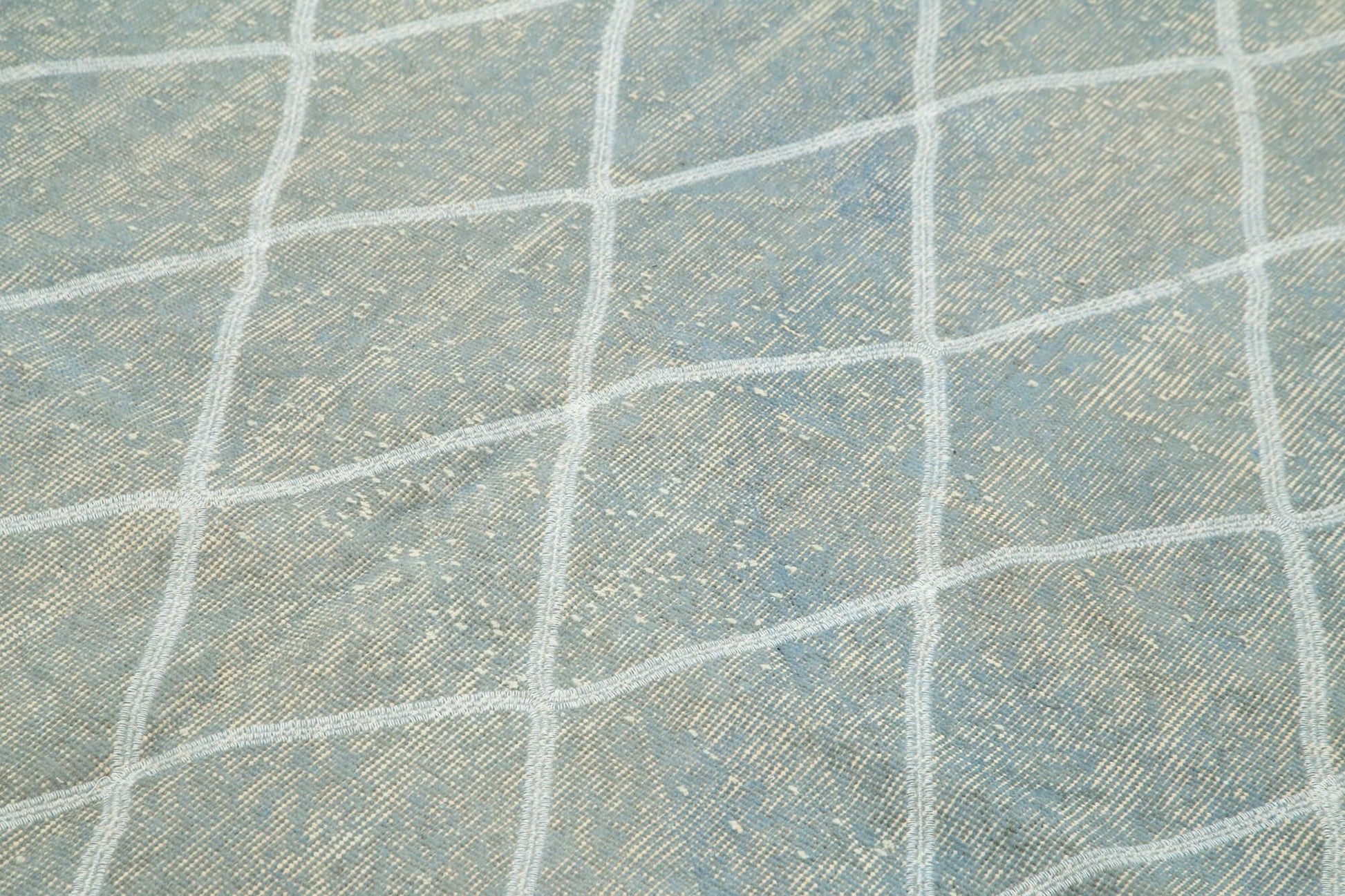 Geometric Carpet Mavi Geometrik Pamuk Yün El Dokuma Halısı 162x263 Agacan
