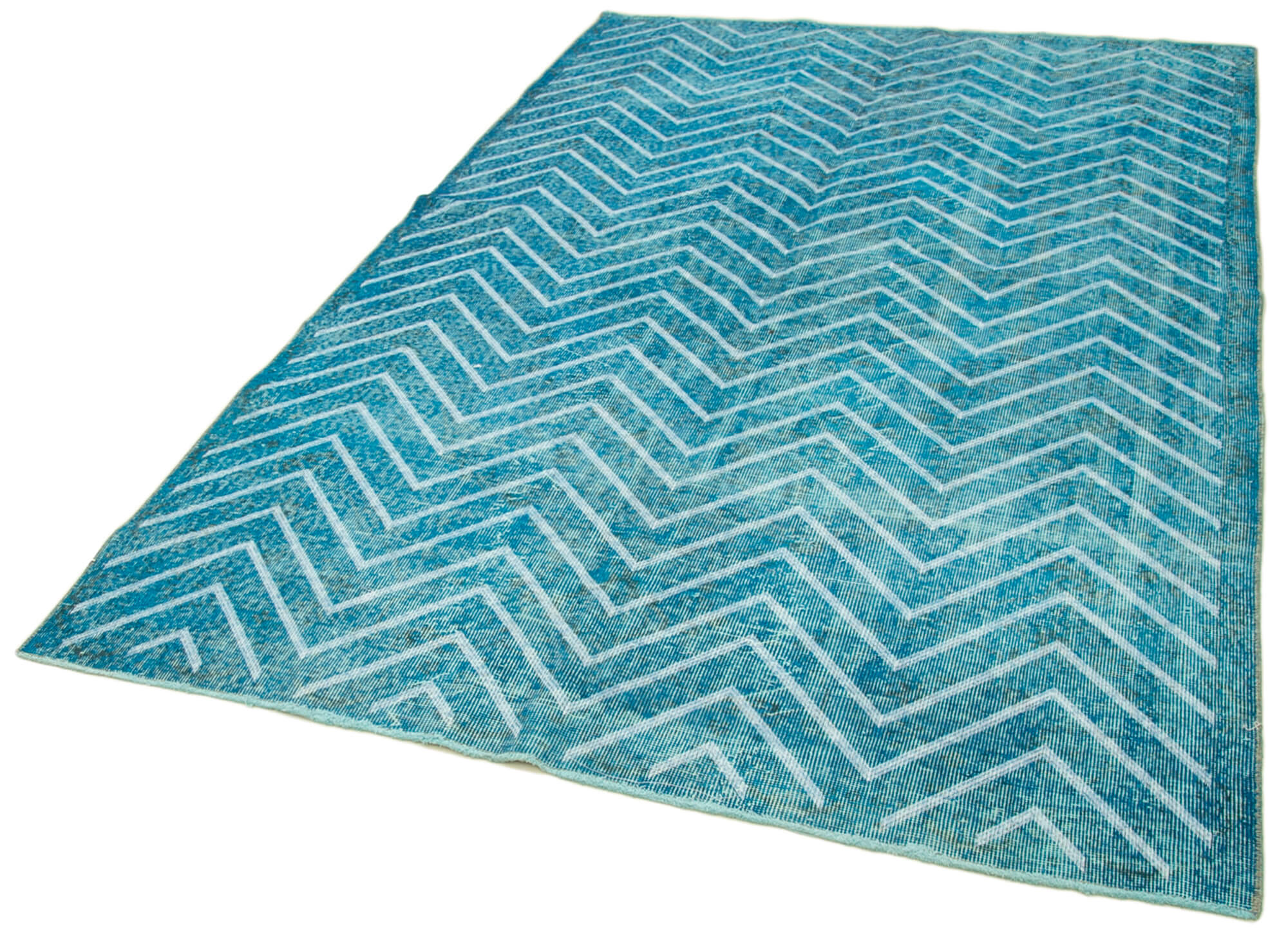 Geometric Carpet Turkuaz Geometrik Pamuk Yün El Dokuma Halısı 170x272 Agacan