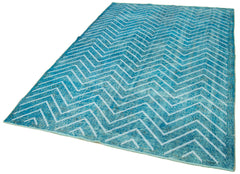 Geometric Carpet Turkuaz Geometrik Pamuk Yün El Dokuma Halısı 170x272 Agacan