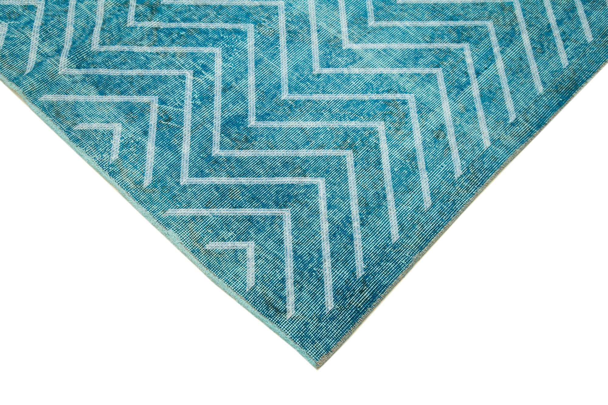 Geometric Carpet Turkuaz Geometrik Pamuk Yün El Dokuma Halısı 170x272 Agacan