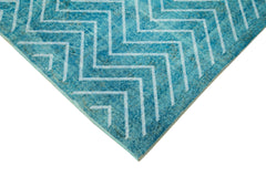Geometric Carpet Turkuaz Geometrik Pamuk Yün El Dokuma Halısı 170x272 Agacan