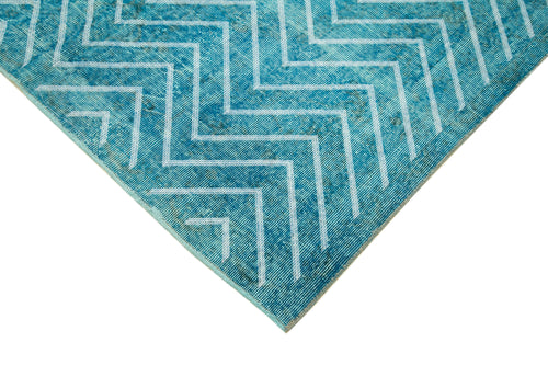 Geometric Carpet Turkuaz Geometrik Pamuk Yün El Dokuma Halısı 170x272 Agacan