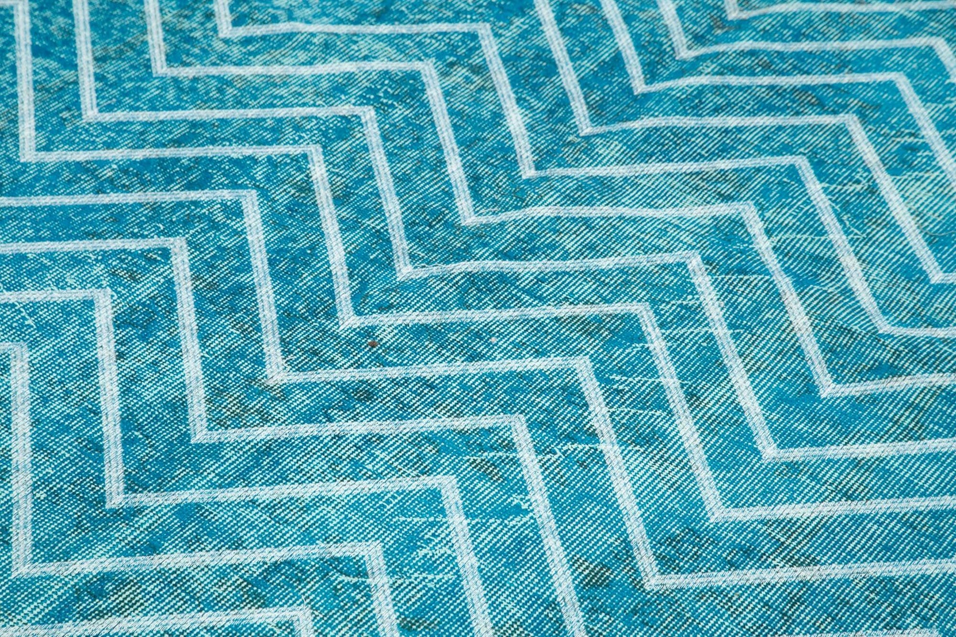 Geometric Carpet Turkuaz Geometrik Pamuk Yün El Dokuma Halısı 170x272 Agacan