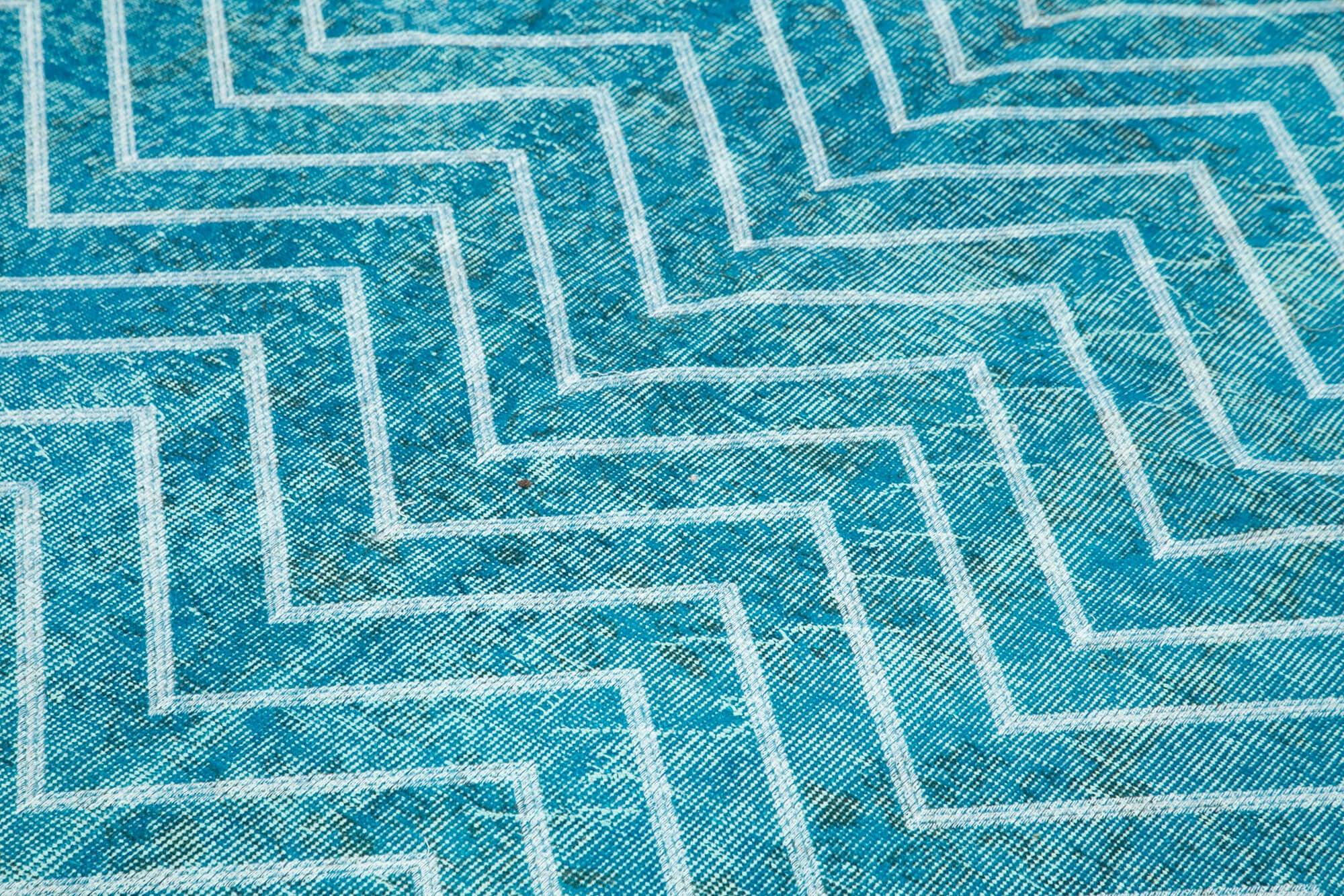 Geometric Carpet Turkuaz Geometrik Pamuk Yün El Dokuma Halısı 170x272 Agacan