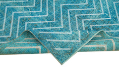 Geometric Carpet Turkuaz Geometrik Pamuk Yün El Dokuma Halısı 170x272 Agacan