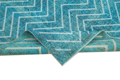 Geometric Carpet Turkuaz Geometrik Pamuk Yün El Dokuma Halısı 170x272 Agacan
