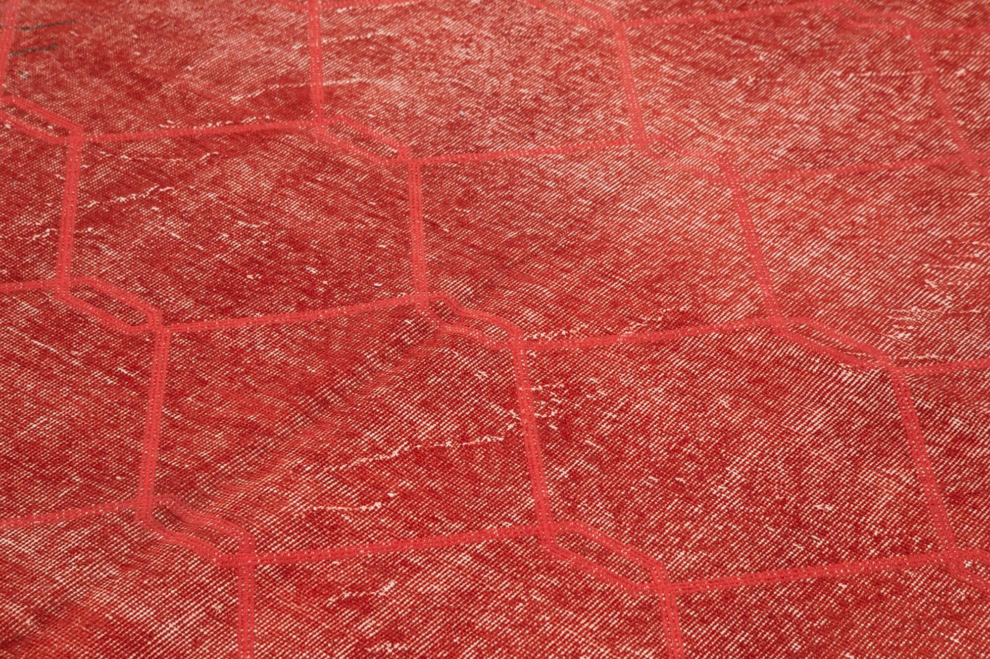 Geometric Carpet Kırmızı Geometrik Pamuk Yün El Dokuma Halısı 208x301 Agacan